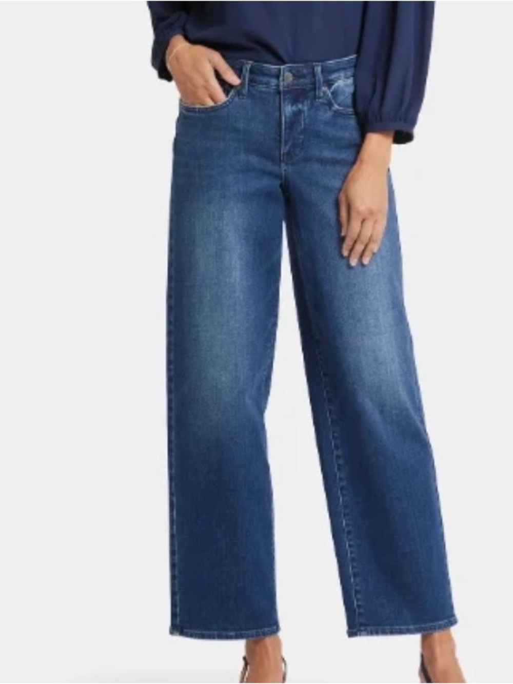 NYDJ JEMMA BARREL JEAN SIZE 12 MID WASH GREAT CONDITION
